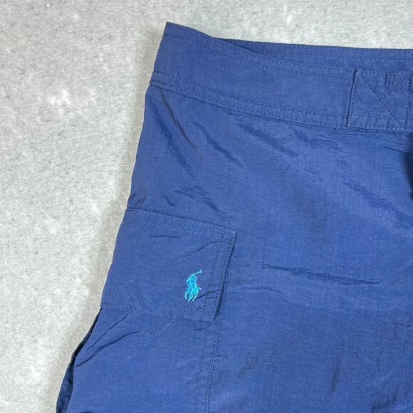Ralph Lauren Polo Shorts Swimwear Size Medium Blue Board Swim Trunks Pony - Picture 5 of 12
